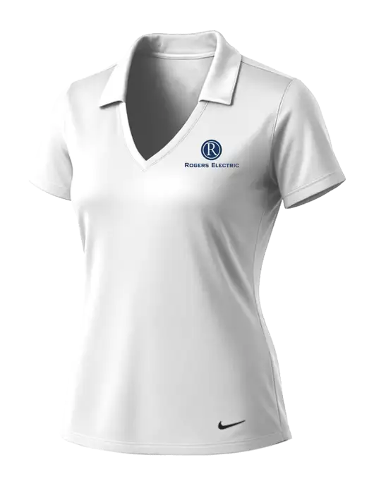 NIKE White Womens Dri-Fit Vertical Mesh Polo w/Rogers Electric Logo