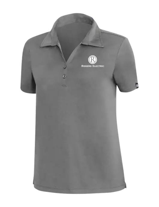 TravisMathew Med Dark Grey Womens Coto Performance Polo w/Rogers Electric Logo