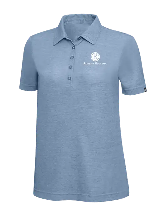TravisMathew Slate Blue Heather Womens Oceanside Polo w/Rogers Electric Logo