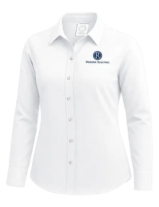 Brooks Brothers Womens White Wrinkle-Free Stretch Nailhead Shirt w/Rogers Electric Logo
