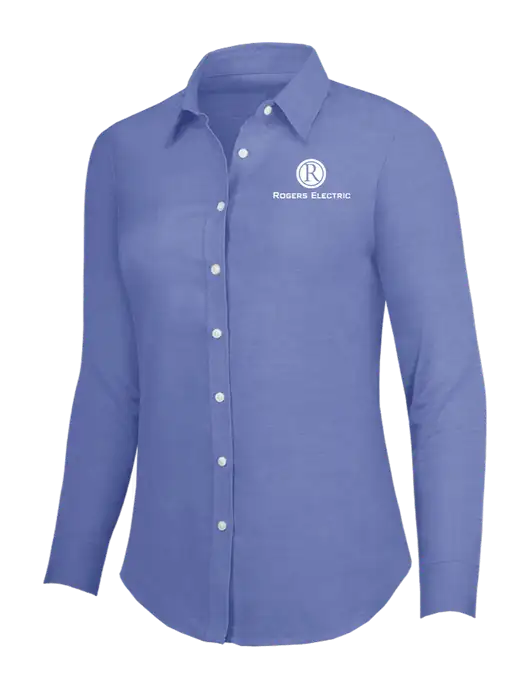 Navy Womens SuperPro Oxford Shirt w/Rogers Electric Logo