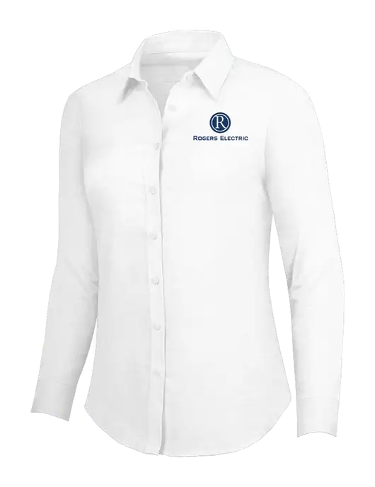 White Womens SuperPro Oxford Shirt w/Rogers Electric Logo