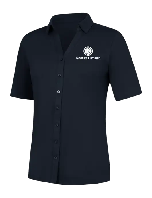 Womens Navy City Stretch Top w/Rogers Electric Logo