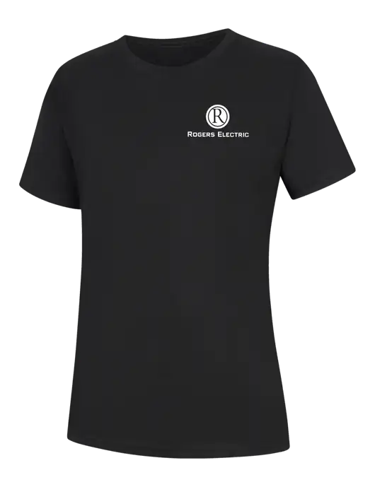 Womens Black Core Blend Tee w/Rogers Electric Logo