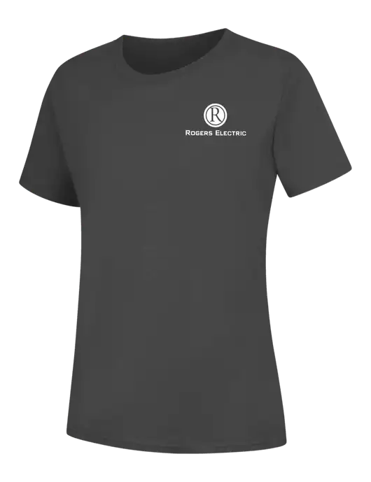 Womens Charcoal Core Blend Tee w/Rogers Electric Logo