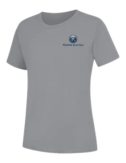Womens Light Grey Heather Core Blend Tee w/Rogers Electric Logo