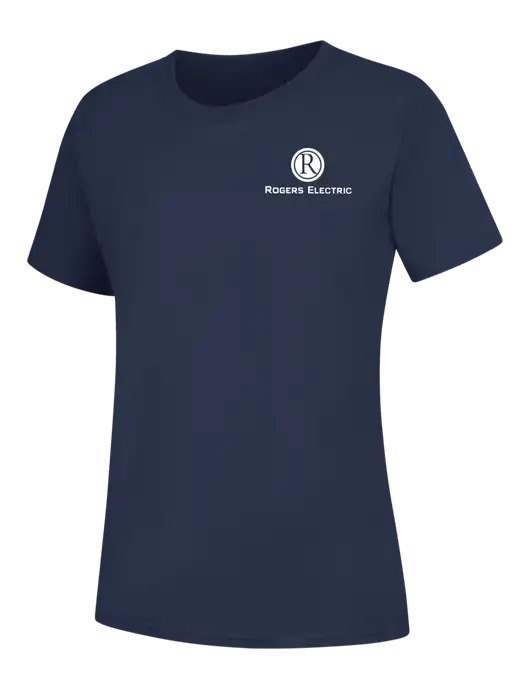 Womens Navy Core Blend Tee w/Rogers Electric Logo