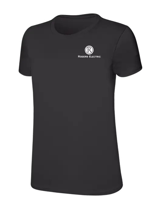 Womens Ring Spun Charcoal 4.5 oz T-Shirt w/Rogers Electric Logo