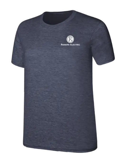 Womens Ring Spun Heather Navy 4.5 oz T-Shirt w/Rogers Electric Logo