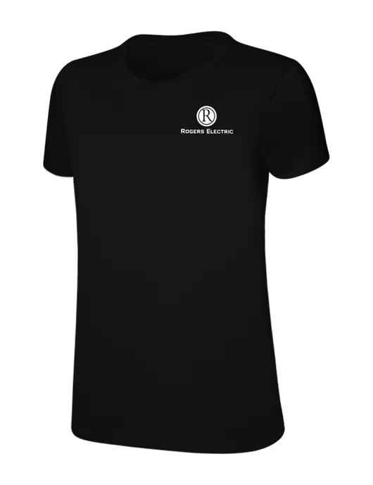 Womens Ring Spun Jet Black 4.5 oz T-Shirt w/Rogers Electric Logo