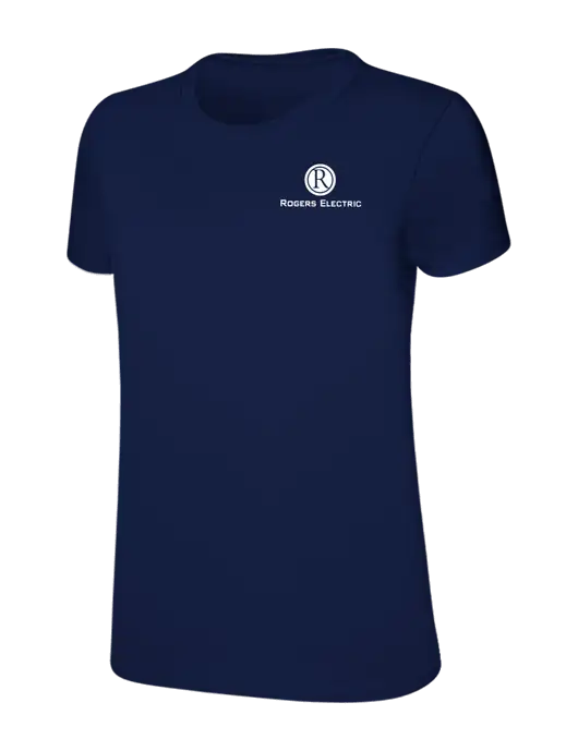 Womens Ring Spun Navy 4.5 oz T-Shirt w/Rogers Electric Logo