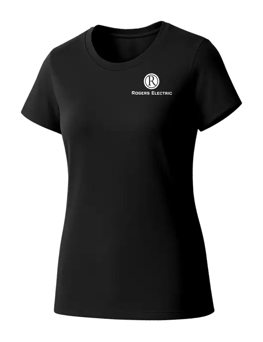 Womens Seriously Soft Black T-Shirt w/Rogers Electric Logo