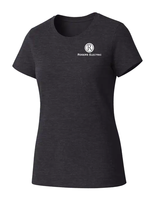 Womens Seriously Soft Heathered Charcoal T-Shirt w/Rogers Electric Logo