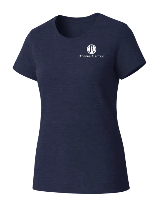Womens Seriously Soft Heathered Navy T-Shirt w/Rogers Electric Logo