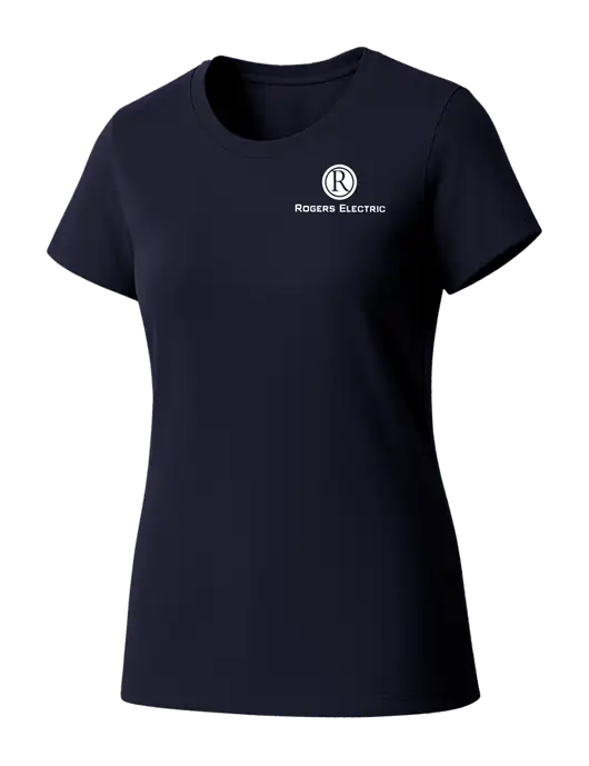 Womens Seriously Soft New Navy T-Shirt w/Rogers Electric Logo