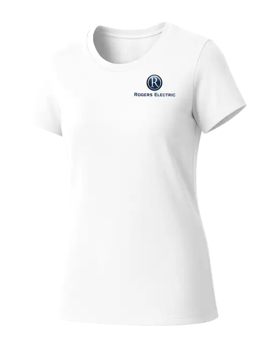 Womens Seriously Soft White T-Shirt w/Rogers Electric Logo