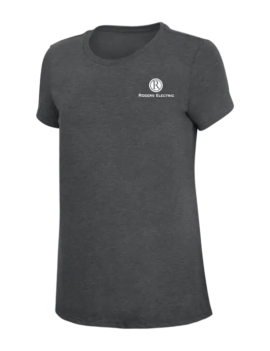Womens Simply Soft Charcoal 4.5oz Poly/Combed Ring Spun Cotton T-Shirt w/Rogers Electric Logo