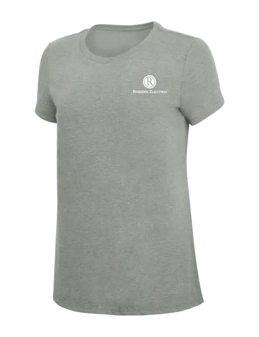 Womens Simply Soft Grey Frost 4.5oz  Poly/Combed Ring Spun Cotton T-Shirt w/Rogers Electric Logo
