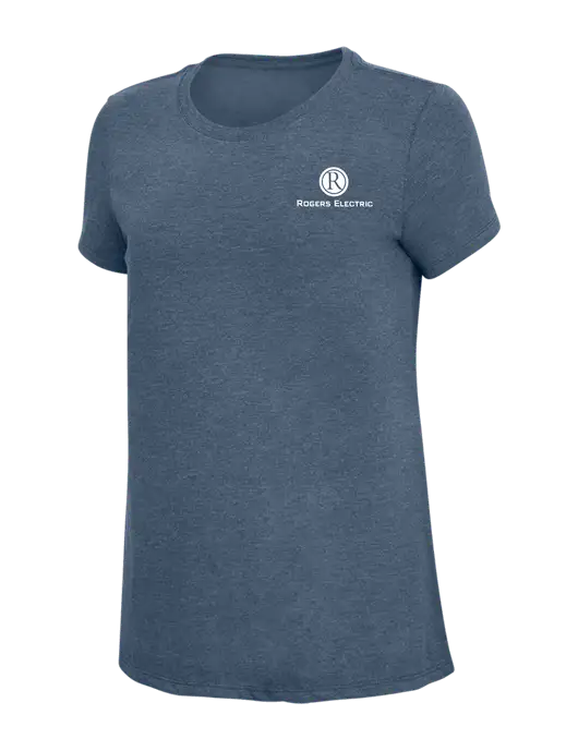 Womens Simply Soft Navy Frost 4.5oz  Poly/Combed Ring Spun Cotton T-Shirt w/Rogers Electric Logo