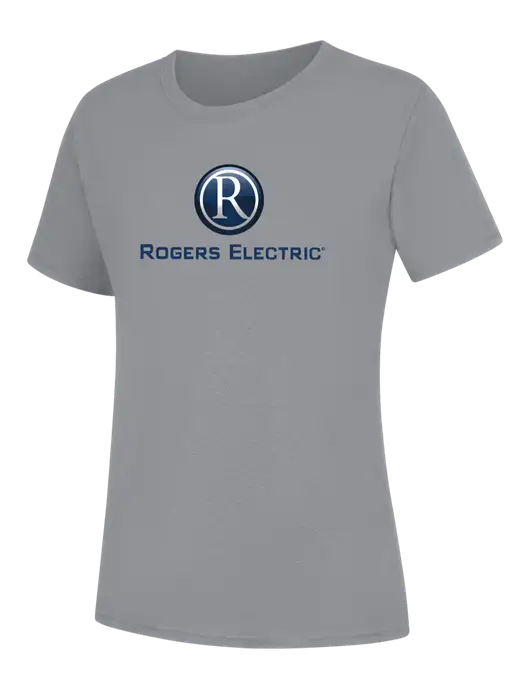 Womens Light Grey Heather Core Blend Tee w/Rogers Electric Logo