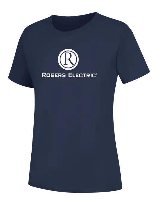 Womens Navy Core Blend Tee w/Rogers Electric Logo