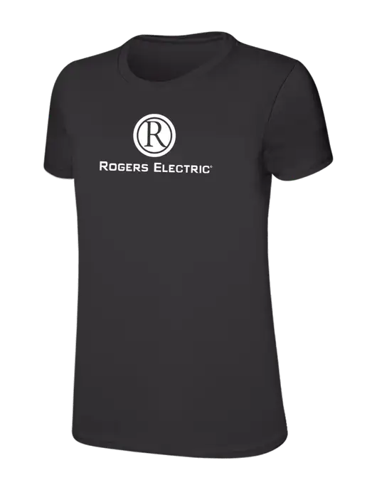 Womens Ring Spun Charcoal 4.5 oz T-Shirt w/Rogers Electric Logo