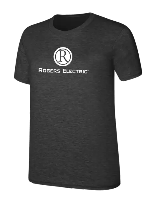 Womens Ring Spun Dark Heather Grey 4.5 oz T-Shirt w/Rogers Electric Logo