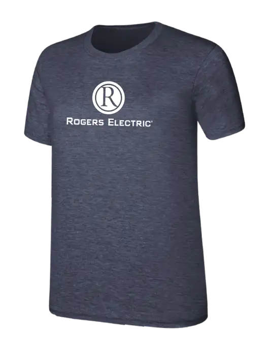 Womens Ring Spun Heather Navy 4.5 oz T-Shirt w/Rogers Electric Logo