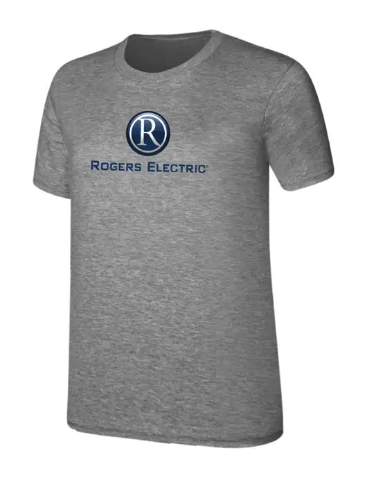 Womens Ring Spun Light Grey Heather 4.5 oz T-Shirt w/Rogers Electric Logo