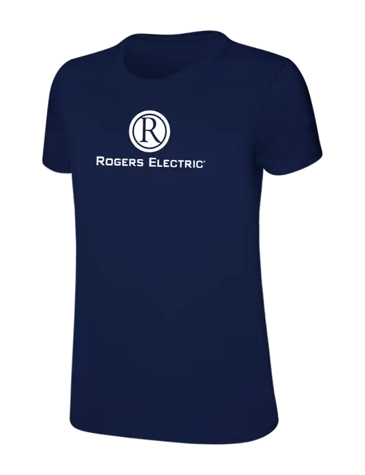 Womens Ring Spun Navy 4.5 oz T-Shirt w/Rogers Electric Logo