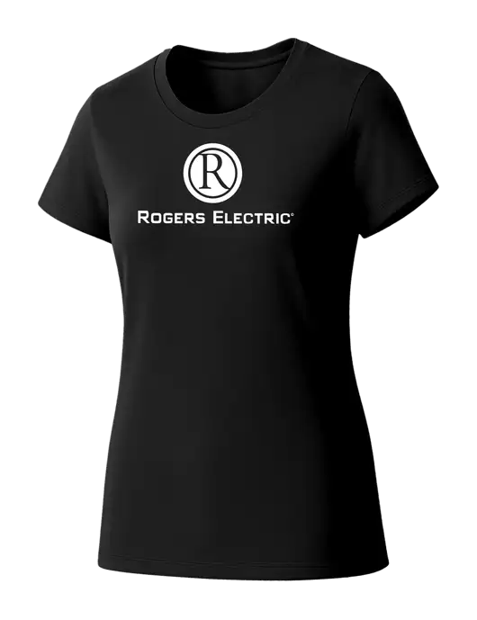 Womens Seriously Soft Black T-Shirt w/Rogers Electric Logo