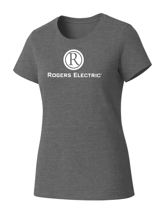Womens Seriously Soft Grey Frost T-Shirt w/Rogers Electric Logo