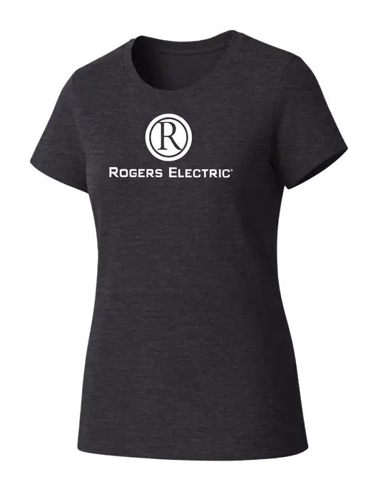 Womens Seriously Soft Heathered Charcoal T-Shirt w/Rogers Electric Logo