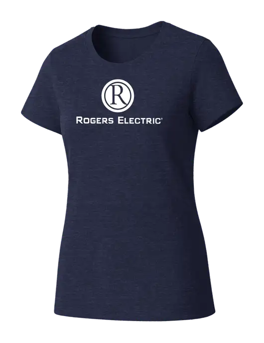 Womens Seriously Soft Heathered Navy T-Shirt w/Rogers Electric Logo