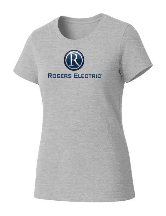Womens Seriously Soft Light Heathered Grey T-Shirt w/Rogers Electric Logo