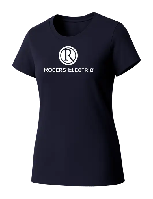 Womens Seriously Soft New Navy T-Shirt w/Rogers Electric Logo