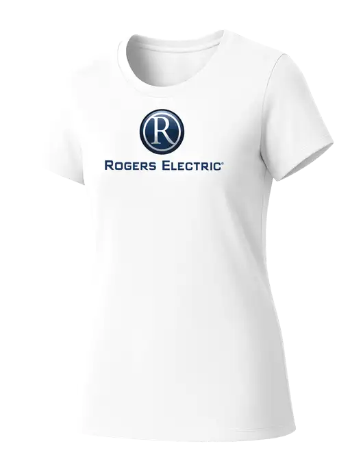 Womens Seriously Soft White T-Shirt w/Rogers Electric Logo