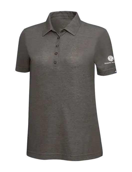TravisMathew Black Heather Womens Oceanside Polo w/Rogers Electric Logo