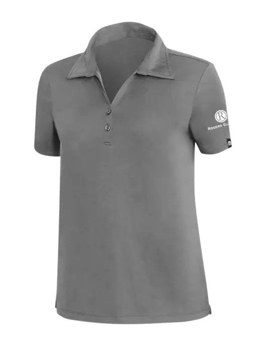 TravisMathew Med Dark Grey Womens Coto Performance Polo w/Rogers Electric Logo
