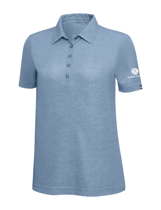 TravisMathew Slate Blue Heather Womens Oceanside Polo w/Rogers Electric Logo