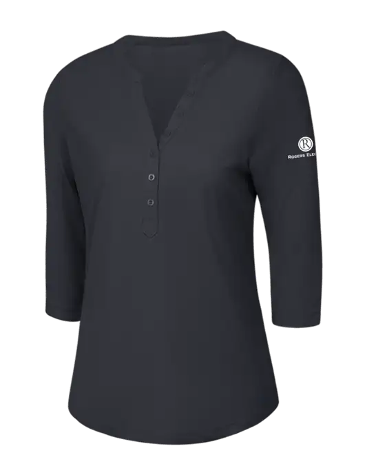 OGIO Charcoal Grey Jewel Henley w/Rogers Electric Logo