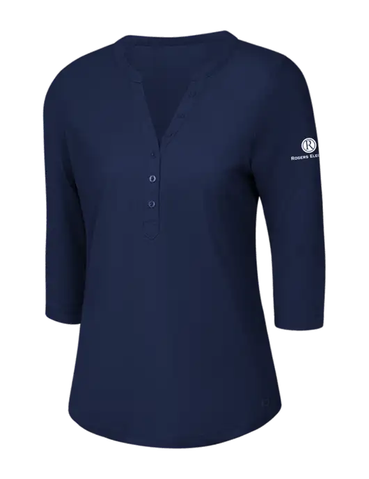 OGIO Navy Jewel Henley w/Rogers Electric Logo