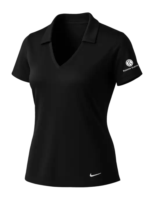 NIKE Black Womens Dri-Fit Vertical Mesh Polo w/Rogers Electric Logo
