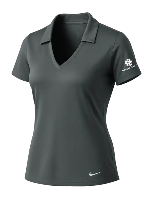 NIKE Dark Grey Womens Dri-Fit Vertical Mesh Polo w/Rogers Electric Logo