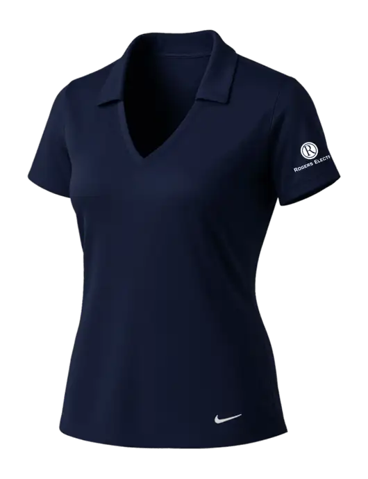 NIKE Dark Navy Womens Dri-Fit Vertical Mesh Polo w/Rogers Electric Logo