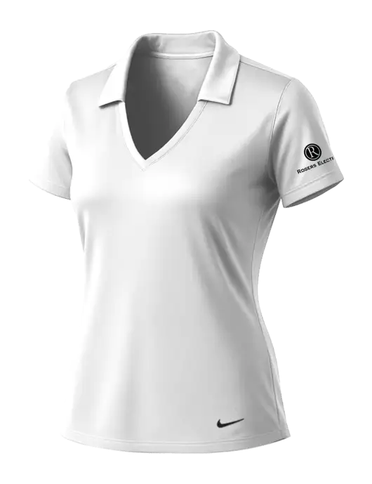 NIKE White Womens Dri-Fit Vertical Mesh Polo w/Rogers Electric Logo