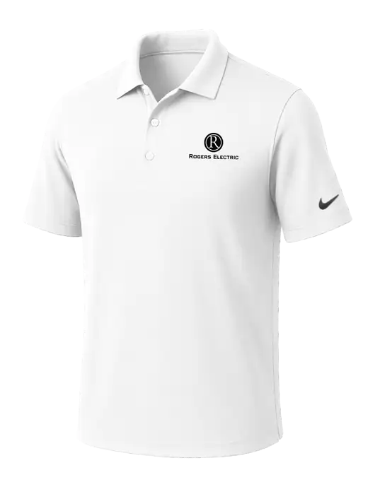 NIKE White Dri-Fit Micro Pique Polo w/Rogers Electric Logo